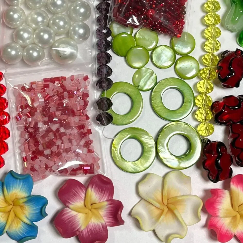 VTG - Now Jewelry Making Beads Glass Lampwork Crystal MOP Variety Colorful Lot